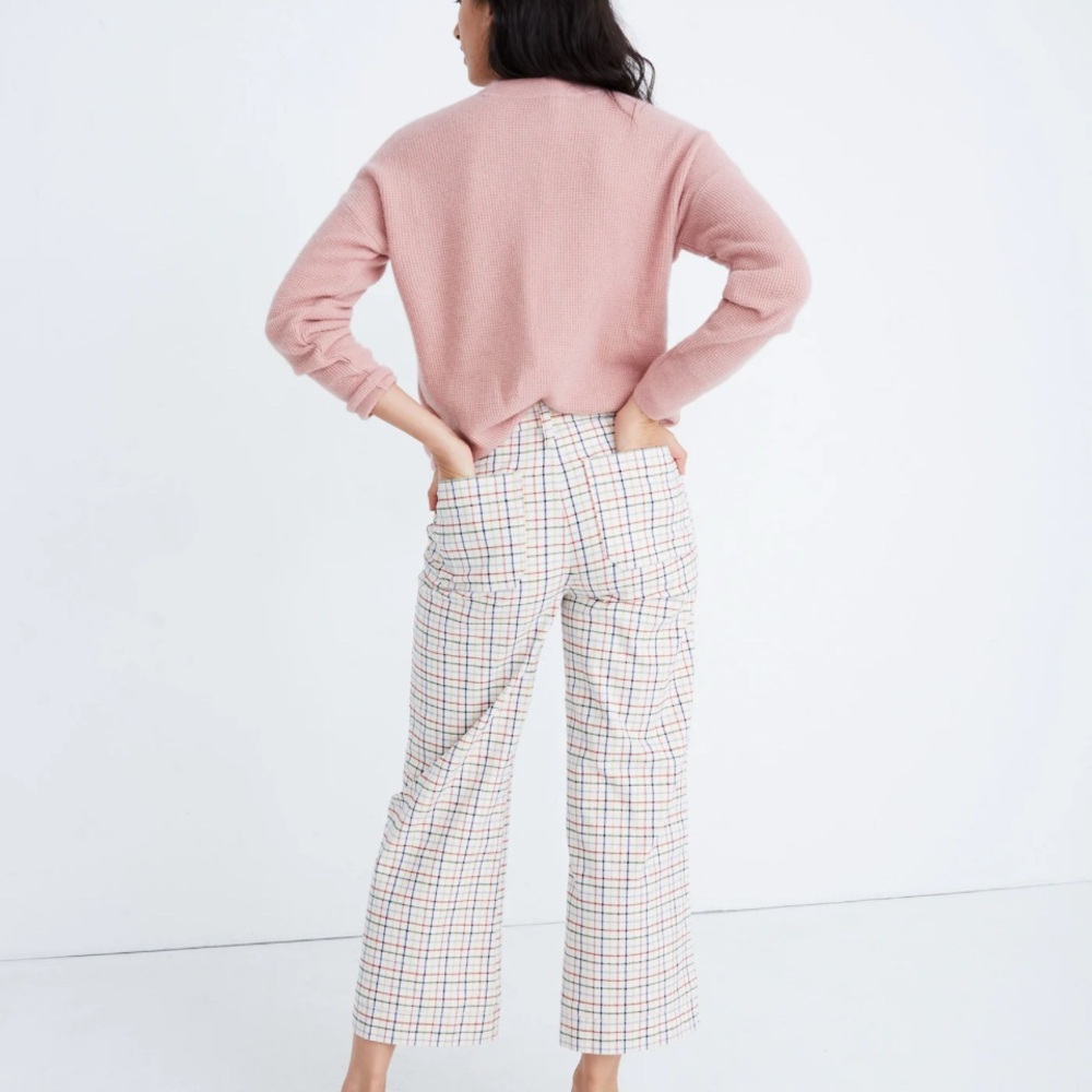 Madewell. Emmett Wide-Leg Crop Pants in
Rainbow Windowpane, Size 27